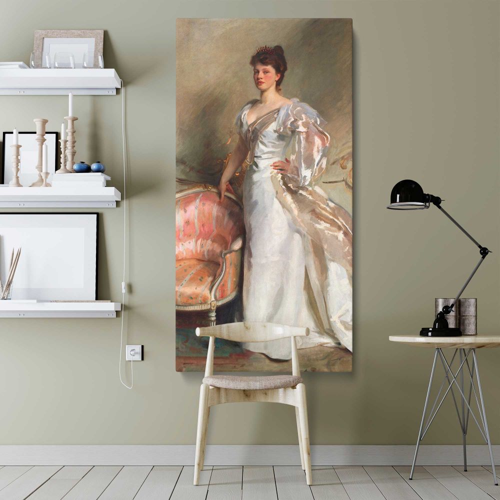 Mrs George Swinton Elizabeth Ebsworth 1897 by John Singer Sargent canvas wall art shown in a modern interior