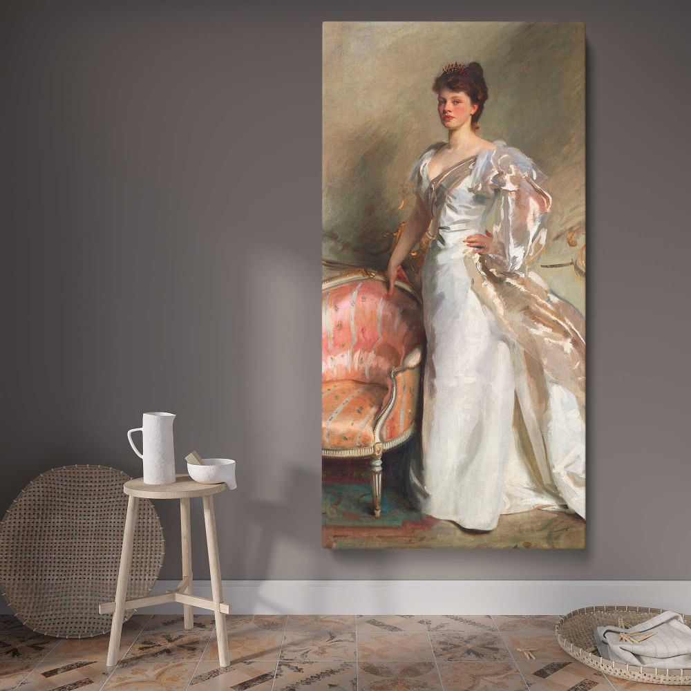 Mrs George Swinton Elizabeth Ebsworth 1897 by John Singer Sargent canvas wall art displayed in a contemporary room