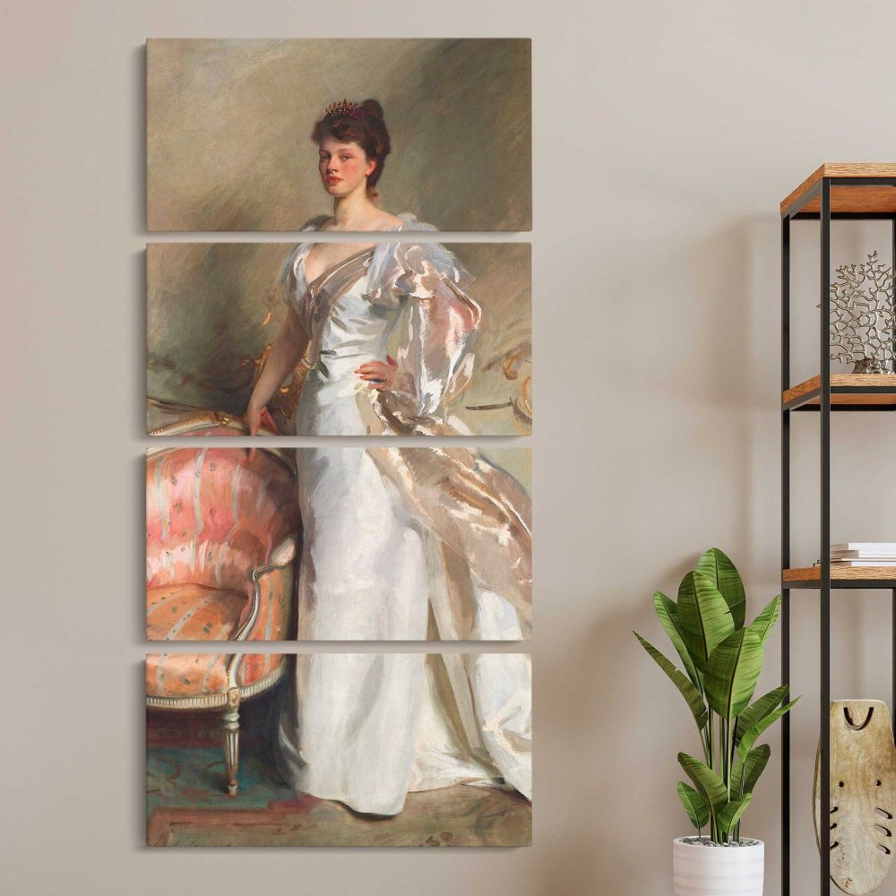 Mrs George Swinton Elizabeth Ebsworth 1897 by John Singer Sargent three panel canvas wall art room mockup