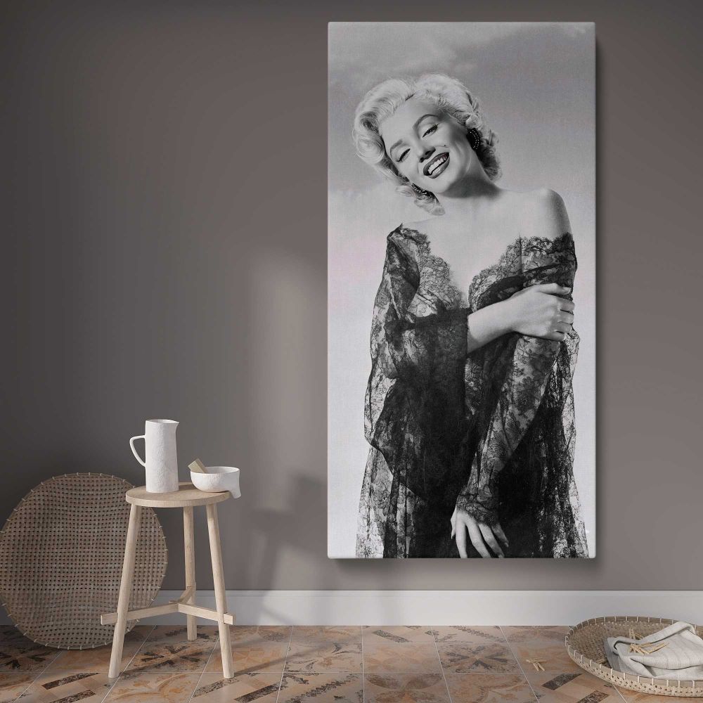 Marilyn Monroe Glamour Portrait canvas wall art displayed in a contemporary room