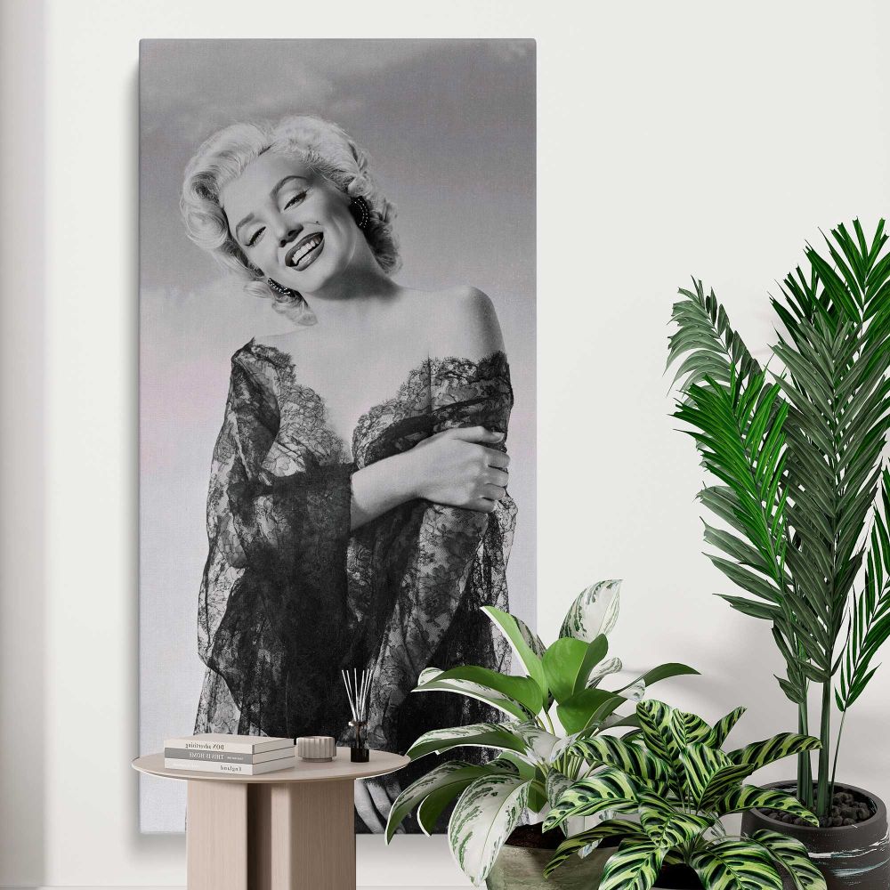 Marilyn Monroe Glamour Portrait canvas print displayed in a modern interior