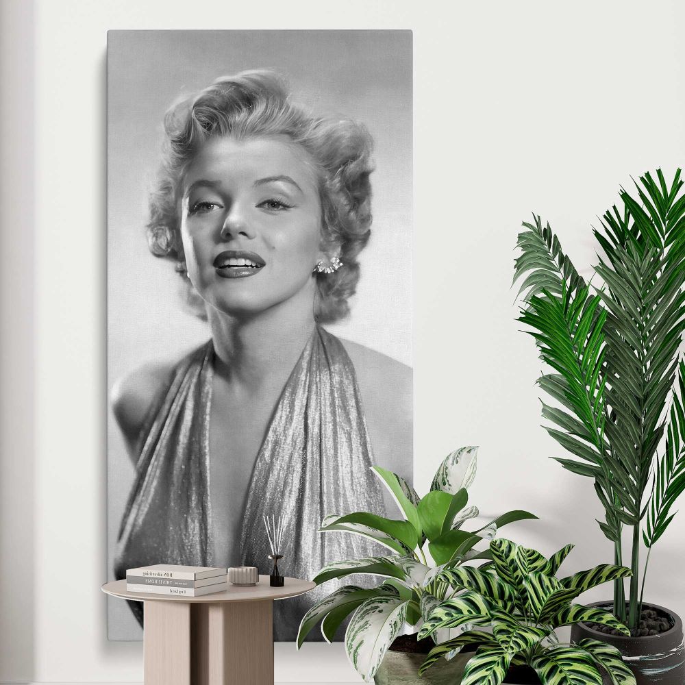 Marilyn Monroe Classic Studio Portrait canvas print displayed in a modern interior