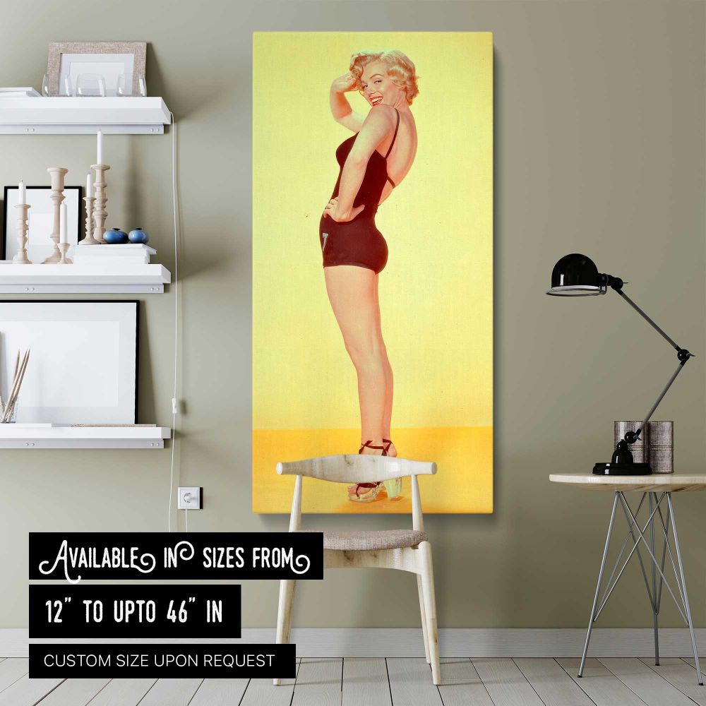 Marilyn Monroe Pin Up Portrait canvas wall art shown in a modern interior