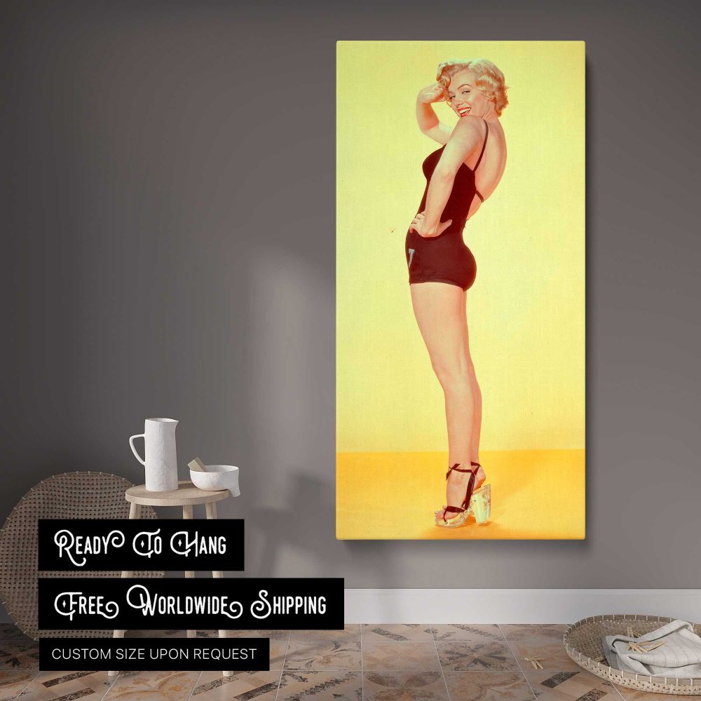 Marilyn Monroe Pin Up Portrait canvas wall art displayed in a contemporary room