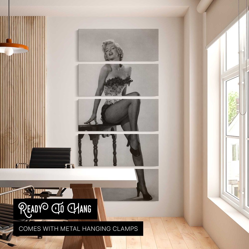 Marilyn Monroe River of No Return Portrait five panel canvas wall art office mockup
