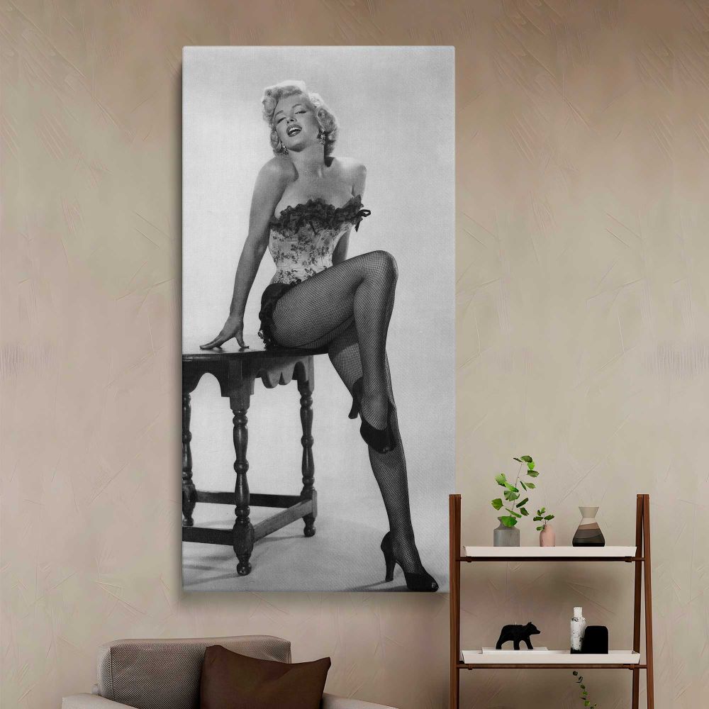 Marilyn Monroe River of No Return Portrait canvas wall art in a styled interior