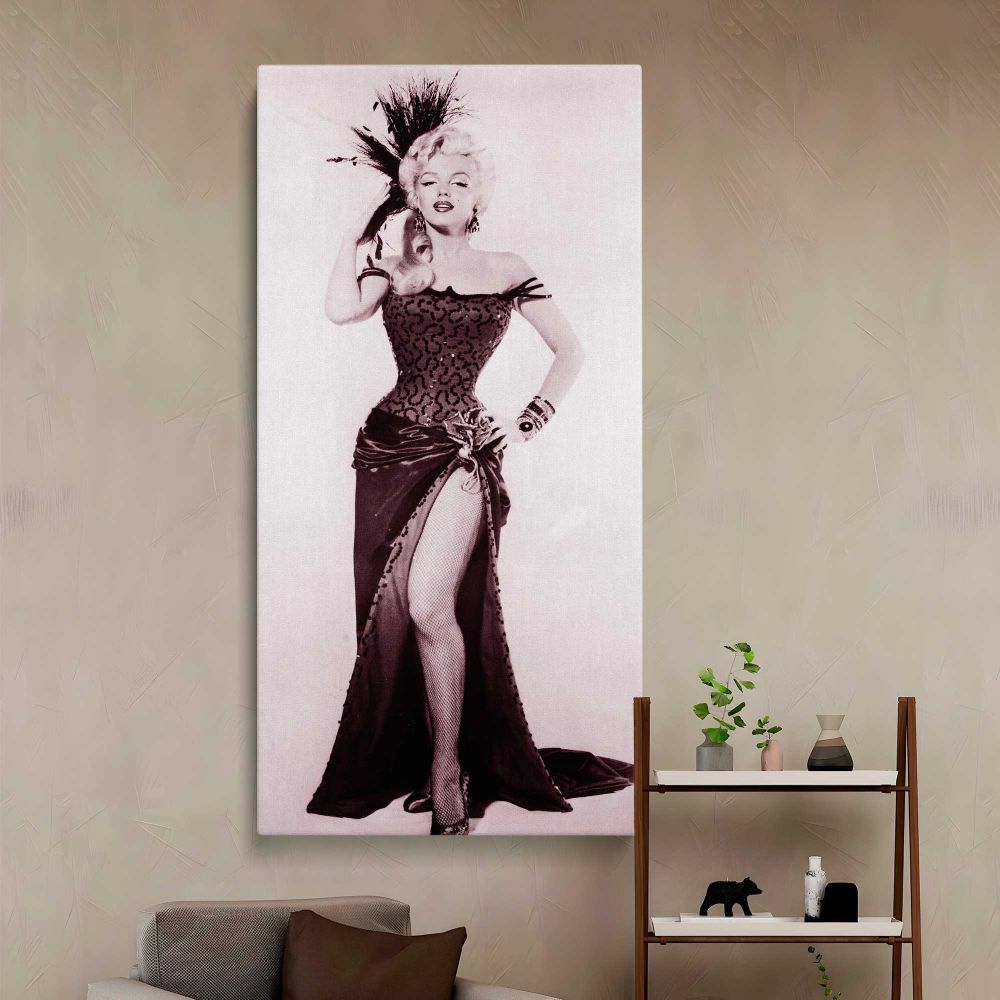 Marilyn Monroe Saloon Showgirl Portrait canvas wall art in a styled interior