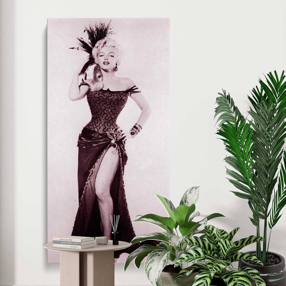Marilyn Monroe Saloon Showgirl Portrait canvas print displayed in a modern interior