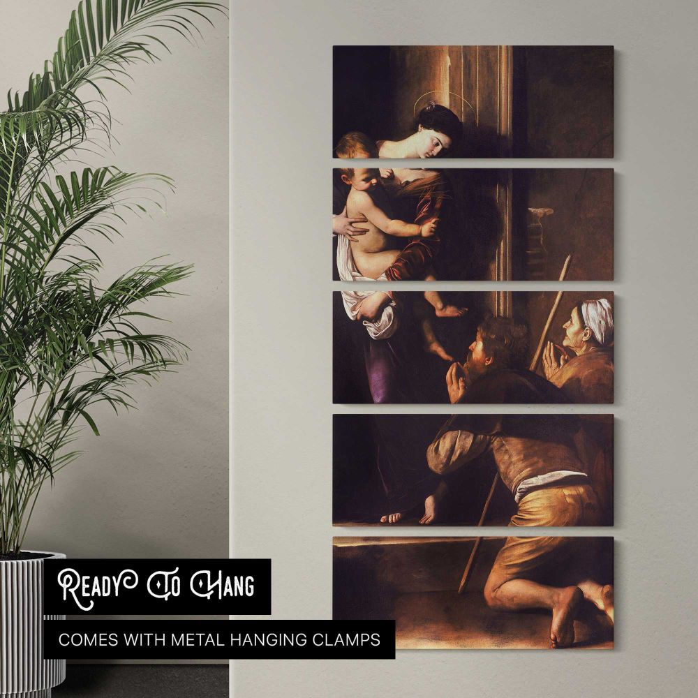 Madonna di Loreto Caravaggio c1604 6 by Caravaggio canvas wall art in a contemporary room