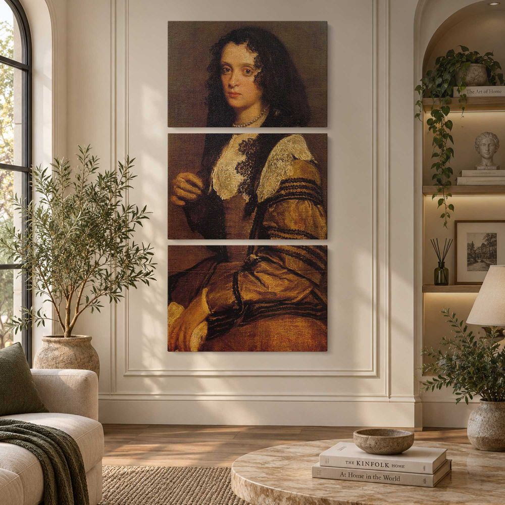 Portrait of a Young Woman by Diego Velazquez canvas wall art displayed in an interior