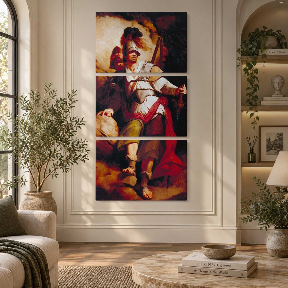 Sir Arthegal the Knight of Justice with Talus by John Hamilton Mortimer canvas wall art displayed in an interior