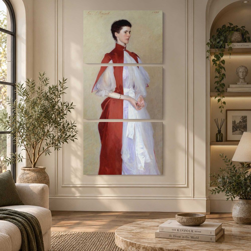 Portrait of Mrs Robert Harrison by John Singer Sargent canvas wall art displayed in an interior