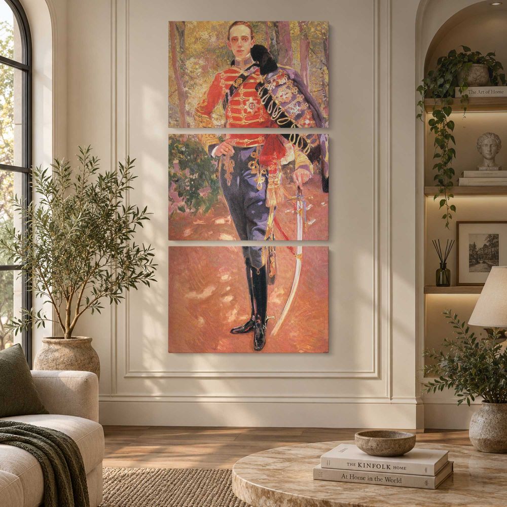 Ceremonial Officer in Red Uniform canvas wall art displayed in an interior