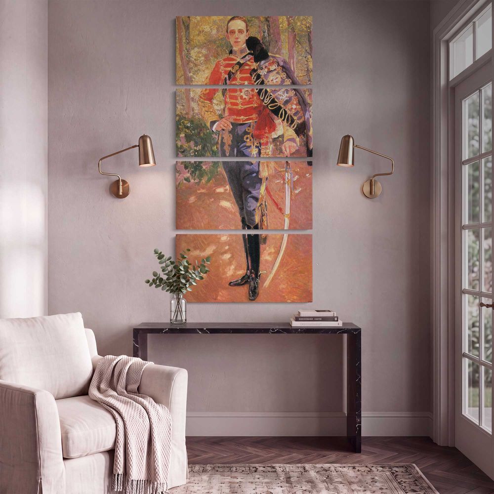Ceremonial Officer in Red Uniform canvas print shown in a styled interior