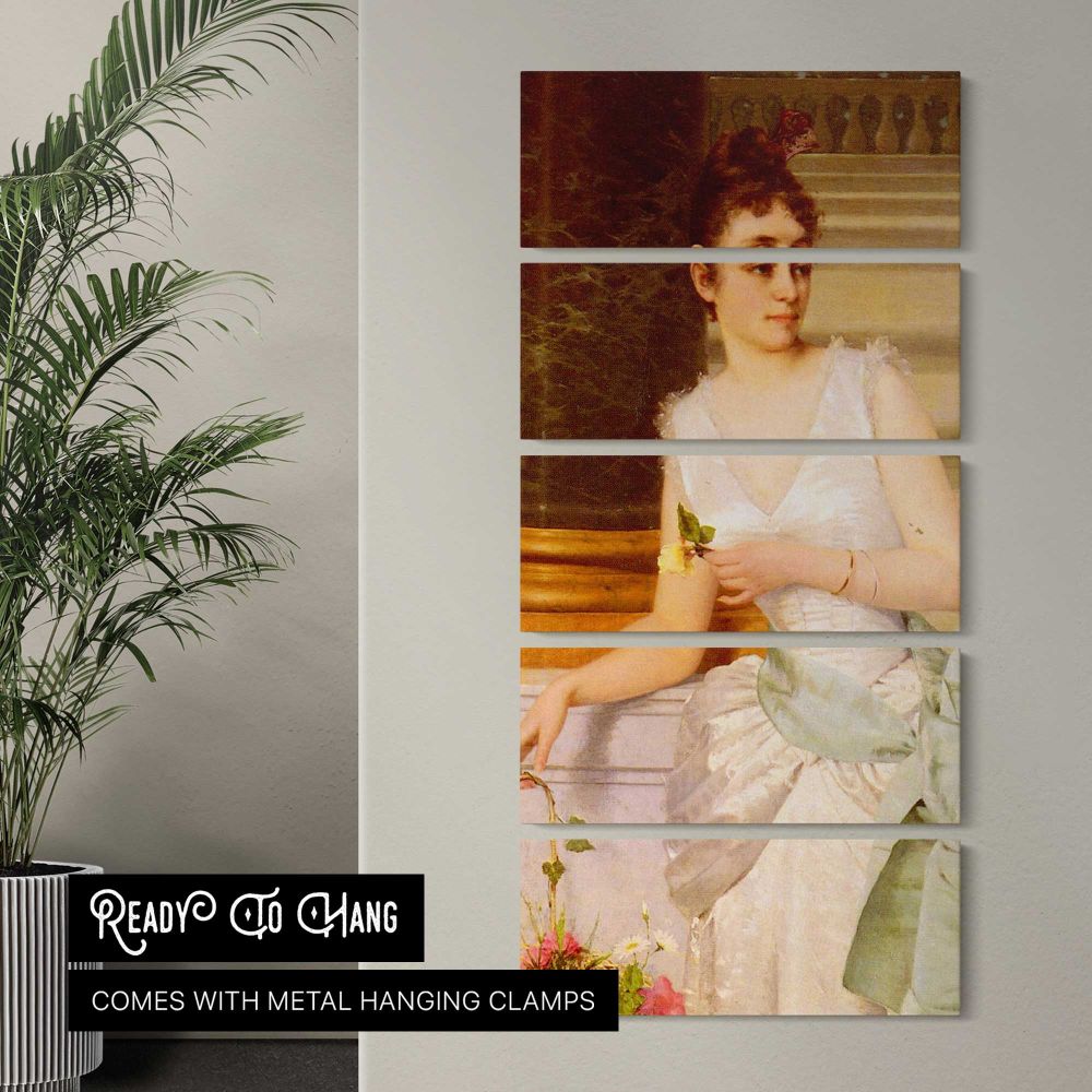 Portrait of a Lady with a Green Satin Sash by Franz Leo Ruben canvas wall art in a contemporary room