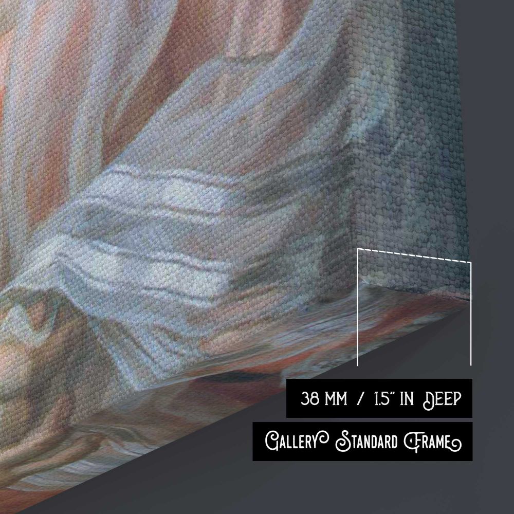 Woman with a Floral Corsage canvas print, canvas edge detail