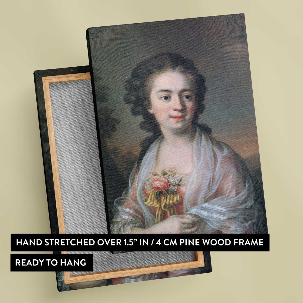 Woman with a Floral Corsage canvas print, front and back view