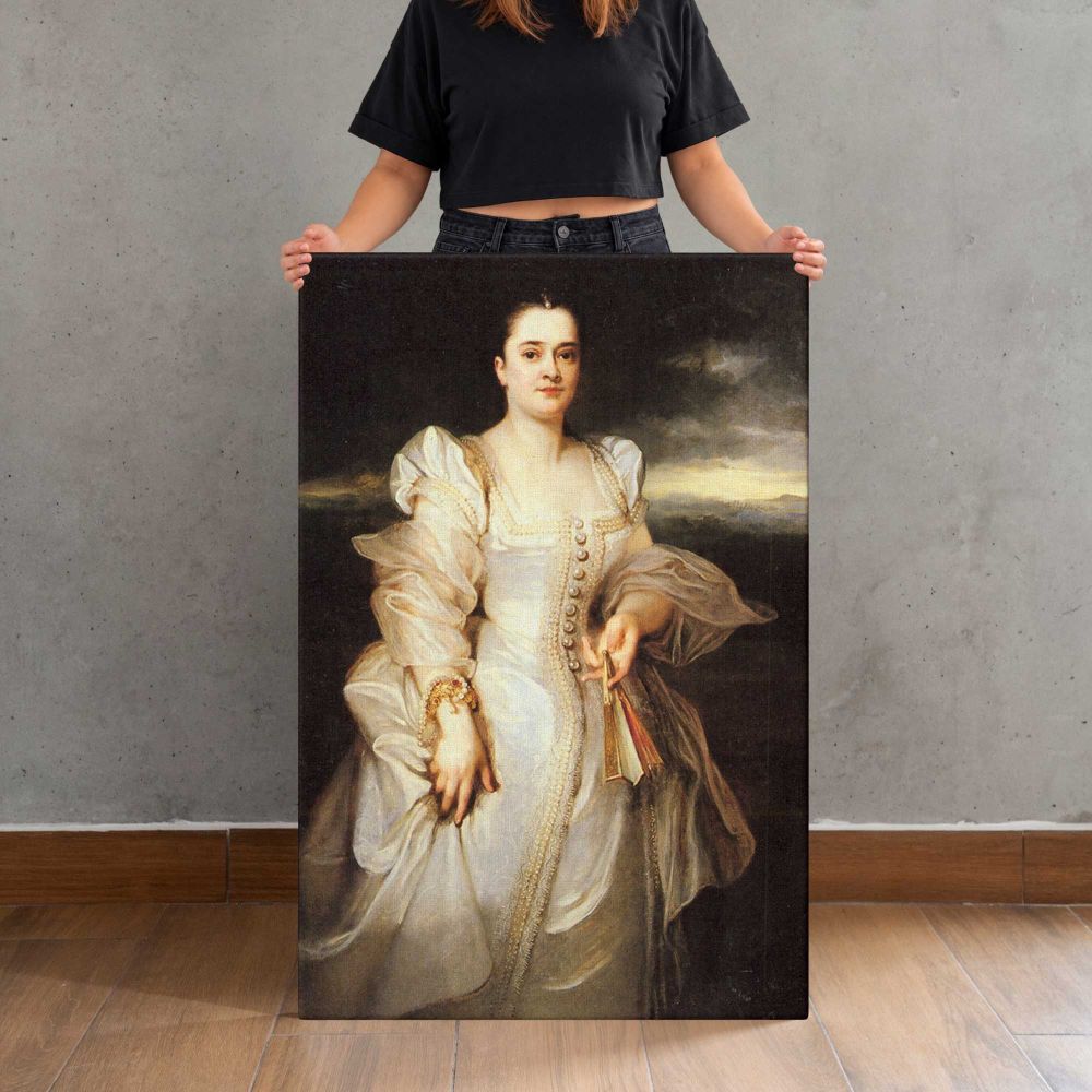 Portrait Of A Woman by Adolphe Monticelli canvas print, held for scale