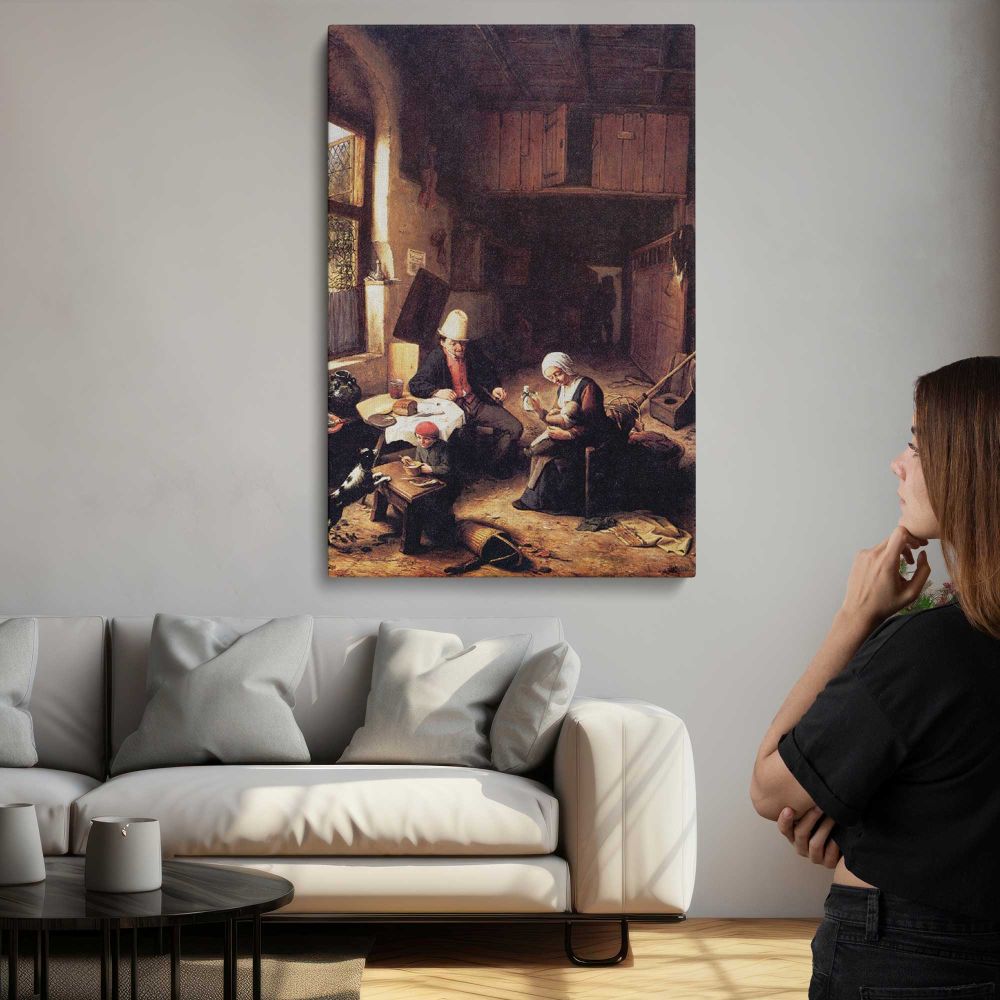 Figures in a Cottage Interior by Adriaen van Ostade canvas print, room display