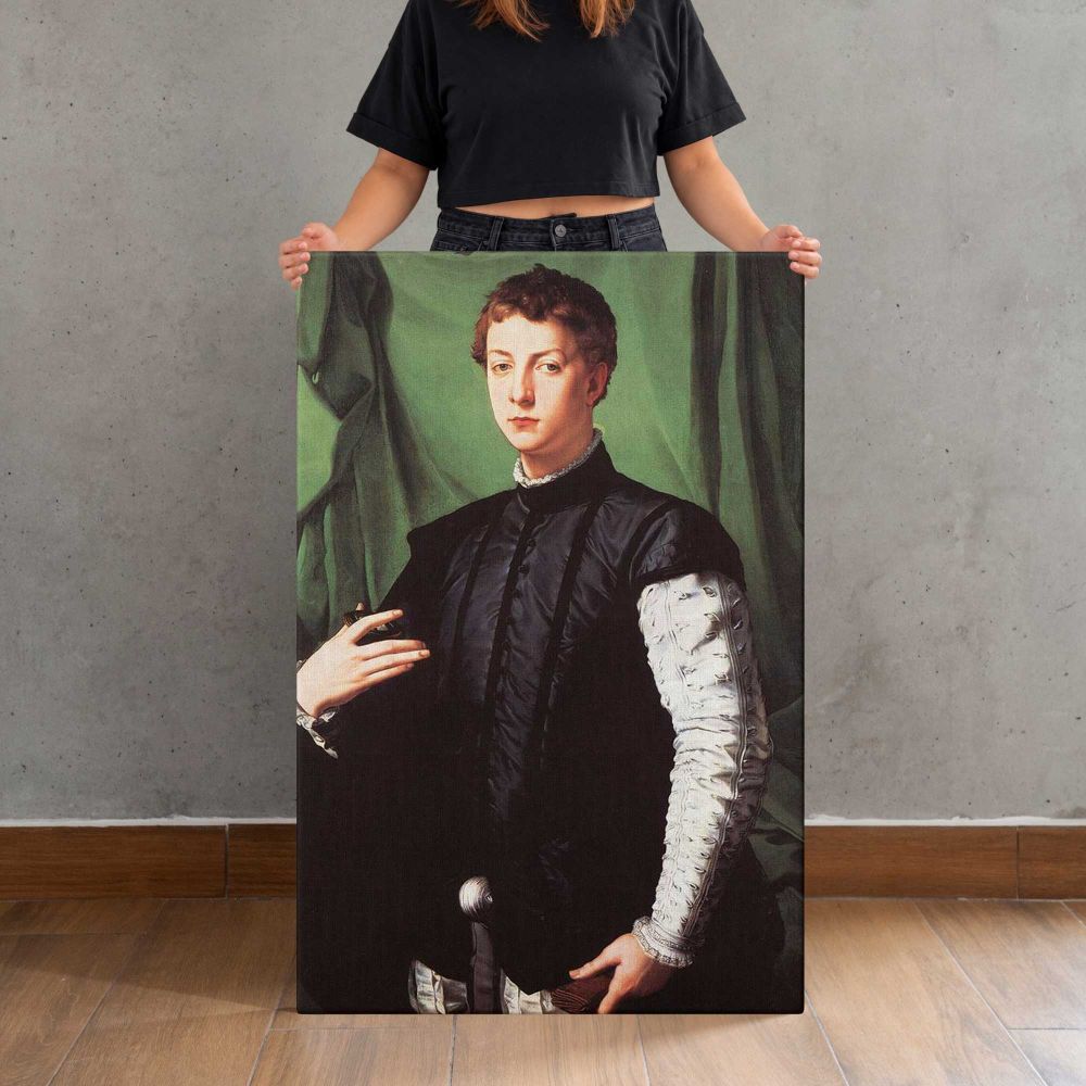 Portrait of Ludovico Capponi by Agnolo Bronzino canvas print, held for scale