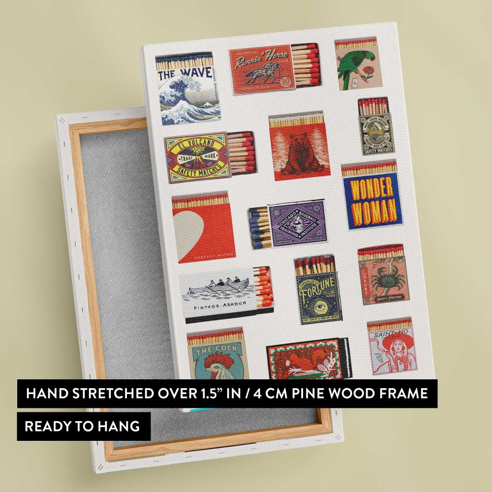 Vintage Art Poster Collage canvas print, front and back view