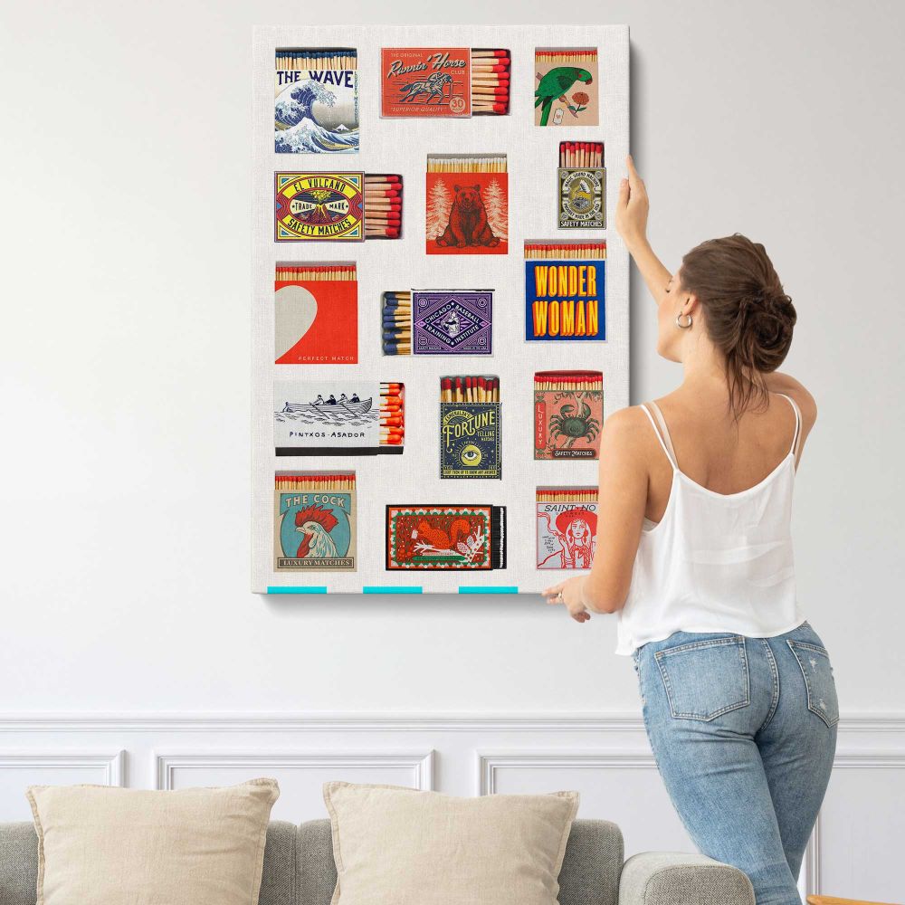 Vintage Art Poster Collage canvas print, displayed on a wall