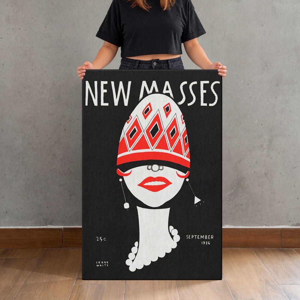 New Masses Red Hat Portrait canvas print, held for scale