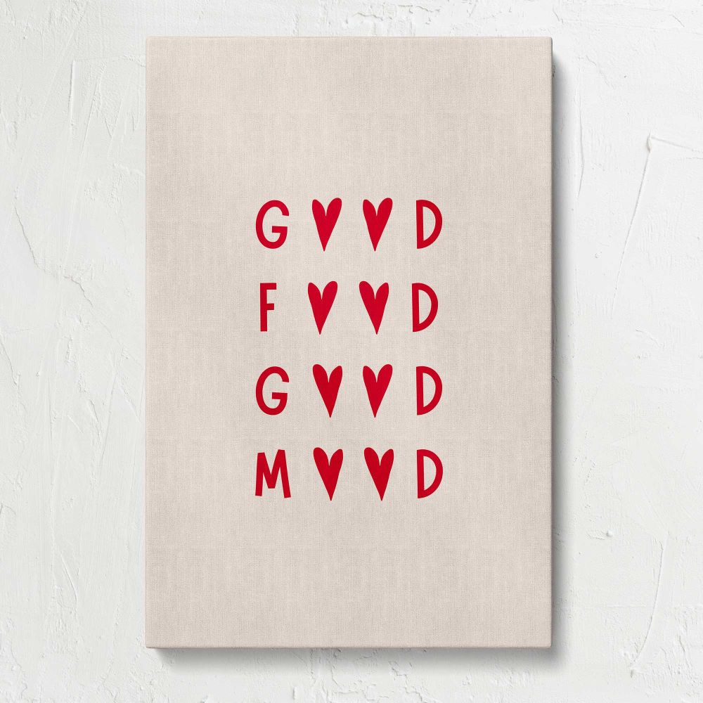 Good Food Good Mood Red Typography canvas print, front view