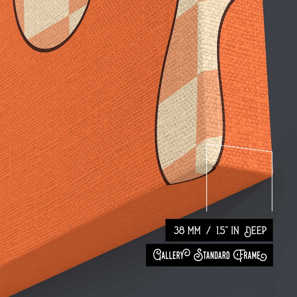 Hot Stuff Orange Checkerboard Typography canvas print, canvas edge detail