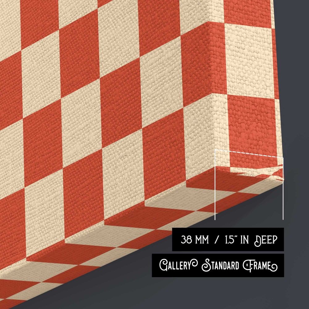Groovy Orange Checkerboard Typography canvas print, canvas edge detail