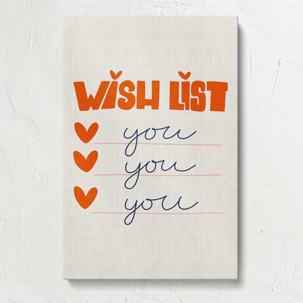 Wish List You You You Minimal Typography canvas print, front view