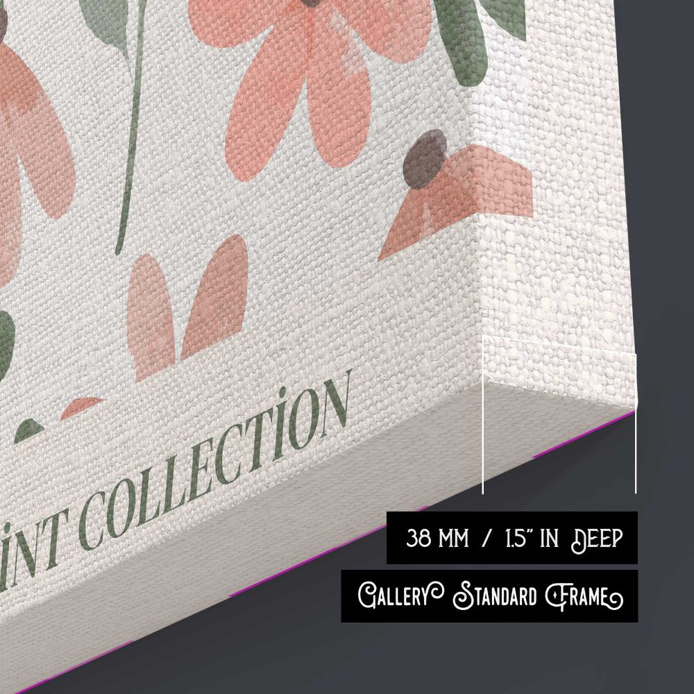 Flower Market Pink Botanical Pattern canvas print, canvas edge detail