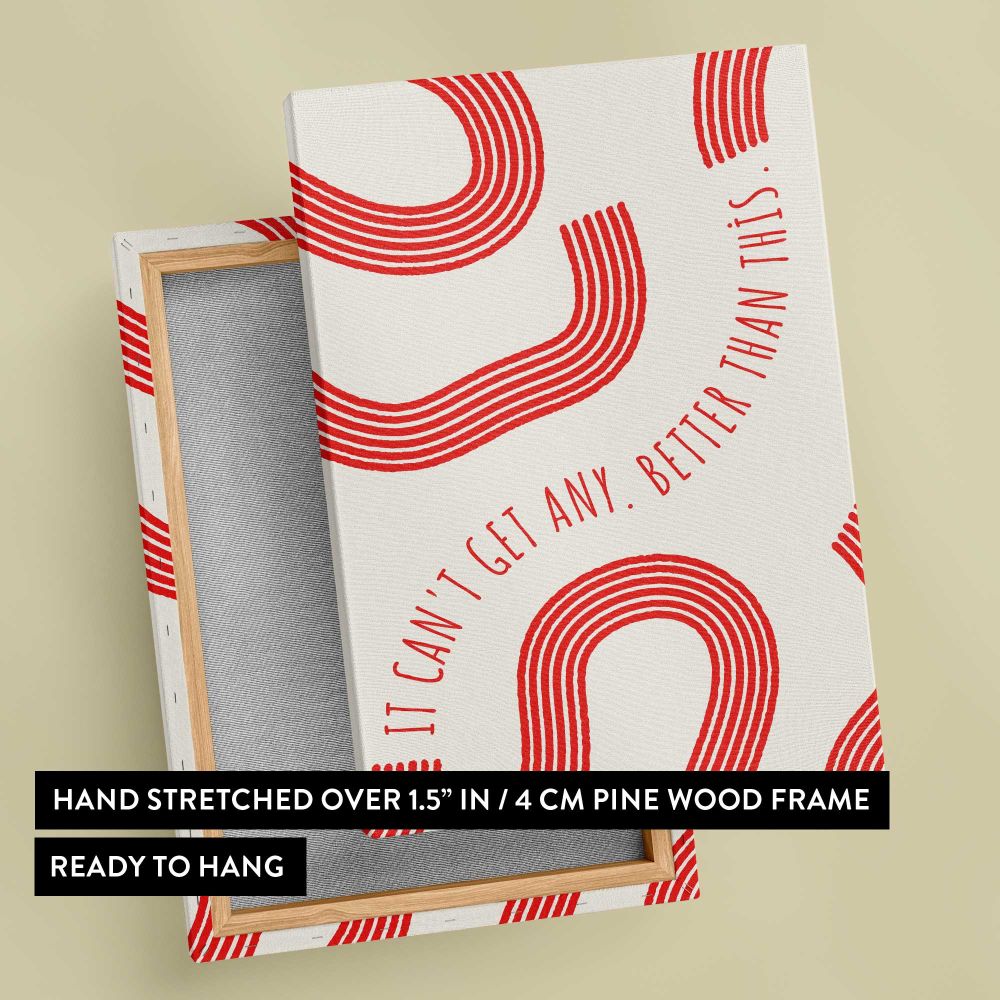 Red Curves Better Than This Typography canvas print, front and back view