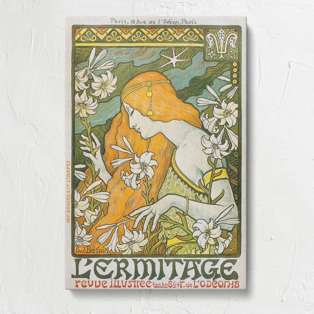 L'Ermitage Art Nouveau Woman by Paul Berthon canvas print, front view