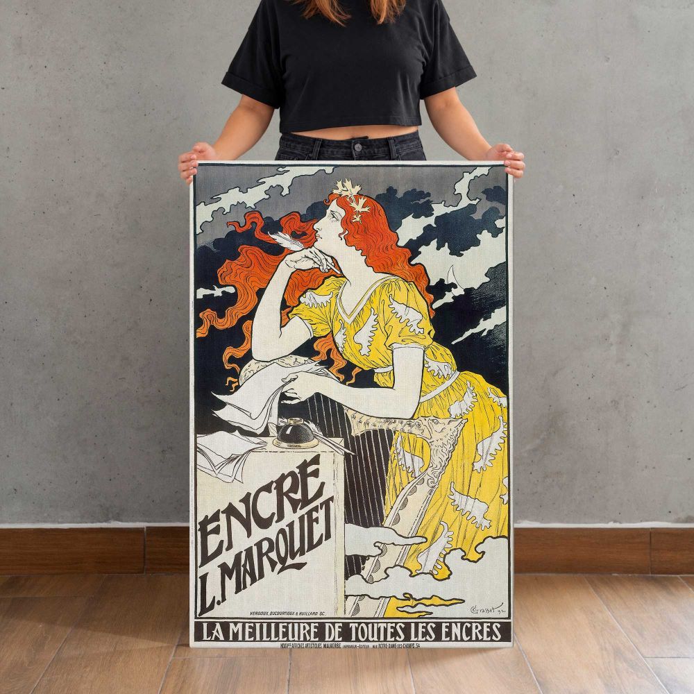 Encre L Marquet by Eugène Grasset canvas print, held for scale