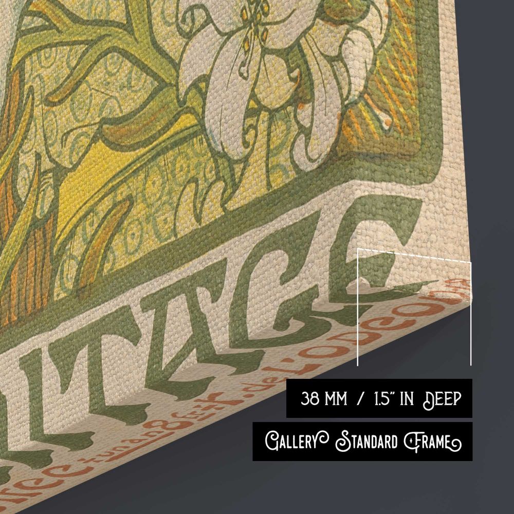 L'Ermitage Floral Art Nouveau Design by Paul Berthon canvas print, canvas edge detail