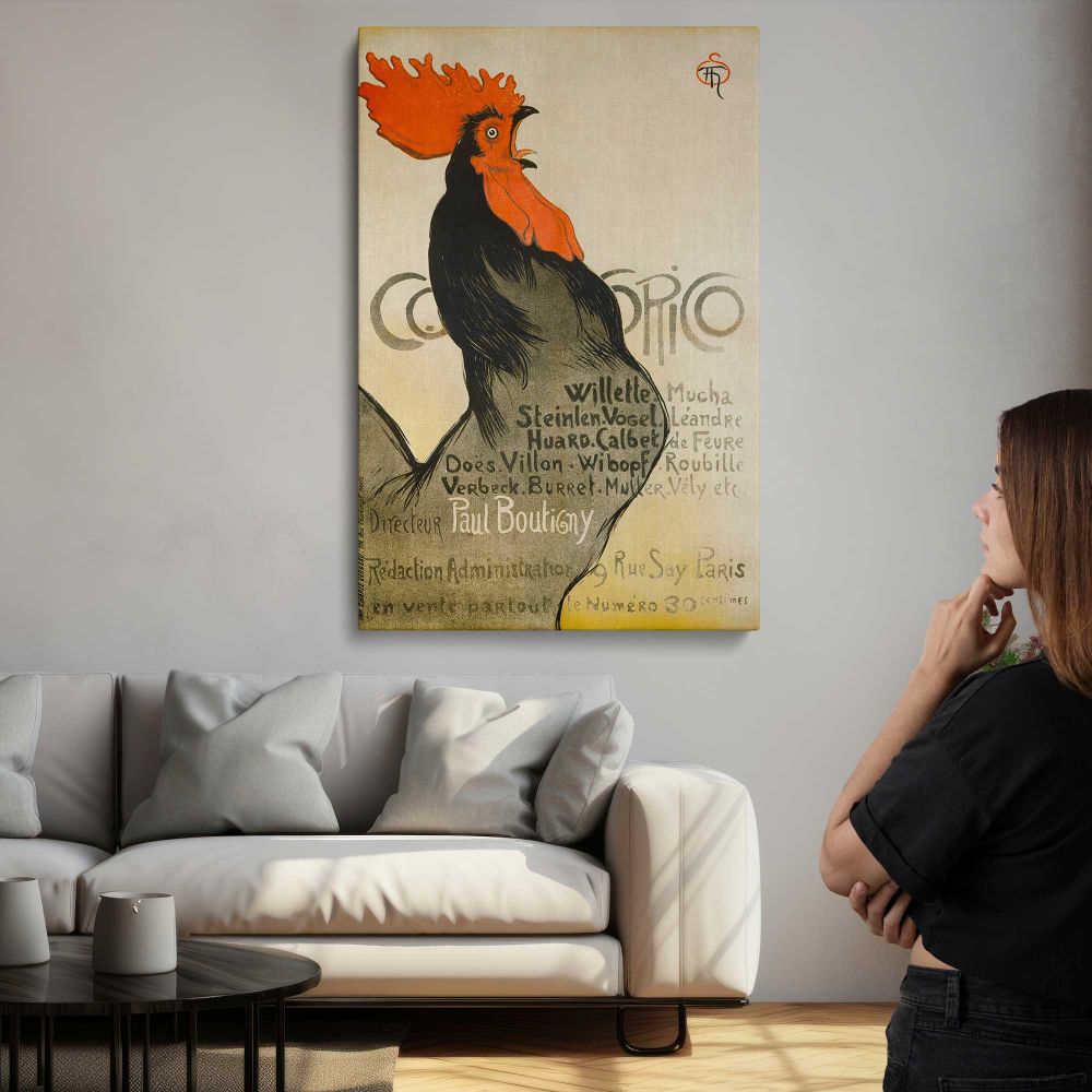Cocorico Rooster Illustration canvas print, room display