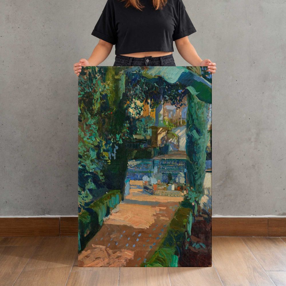 Court of the Dances Alcazar Seville by Joaquín Sorolla canvas print, held for scale