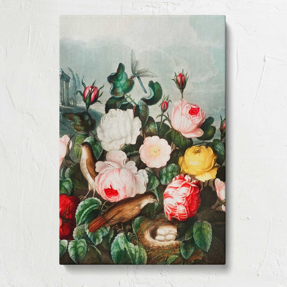 Roses from The Temple of Flora by Robert John Thornton canvas print, front view