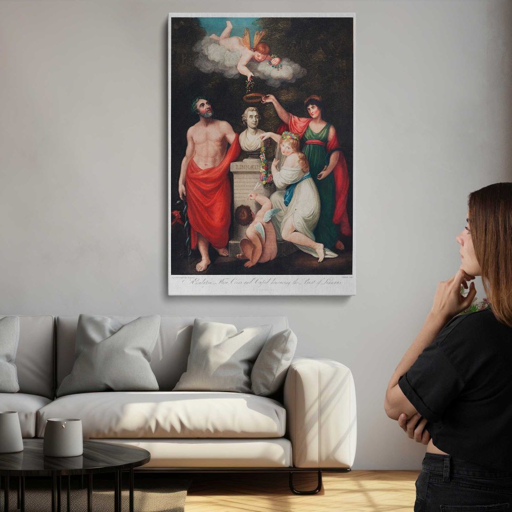Flora Aesculapius Ceres and Cupid Honouring Linnaeus by Robert John Thornton canvas print, room display