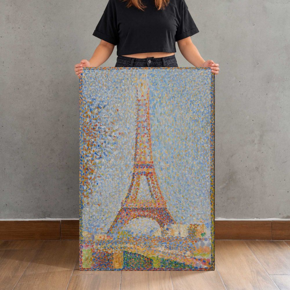 La Tour Eiffel by Georges Seurat canvas print, held for scale