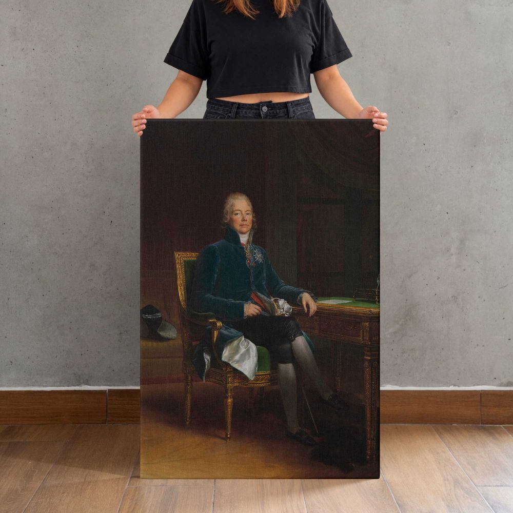Charles Maurice de Talleyrand Portrait canvas print, held for scale
