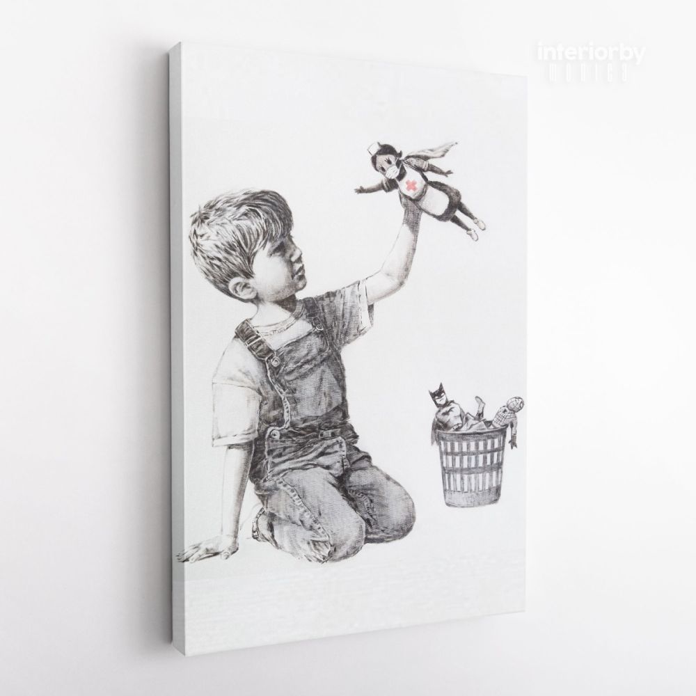 Banksy Donates New Artwork Celebrating Health Care Workers to British Hospital Canvas Wall Art - Image 3