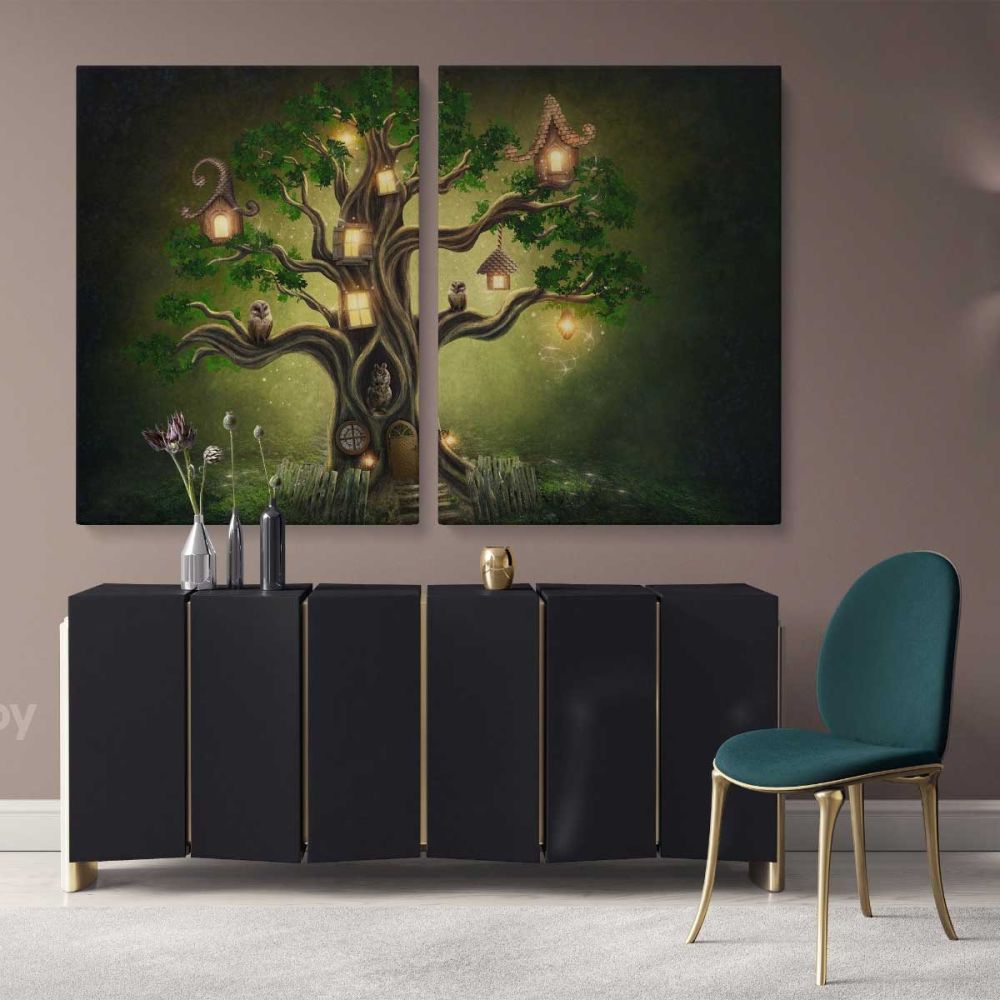 Life Of Tress Canvas Set Fantasy Canvas Wall Art - Image 2