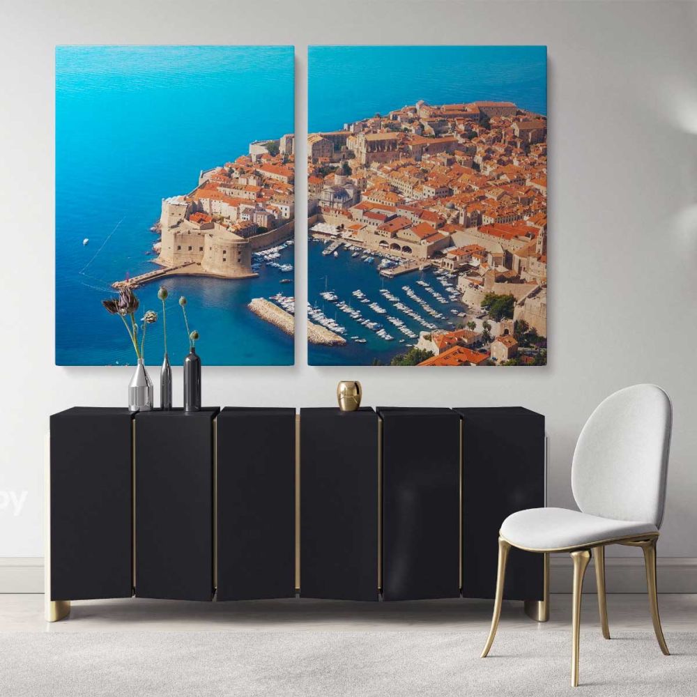 Fortress in Dubrovnik Croatia Walls of Dubrovnik City Skyline Landscape Canvas Wall Art - Image 2