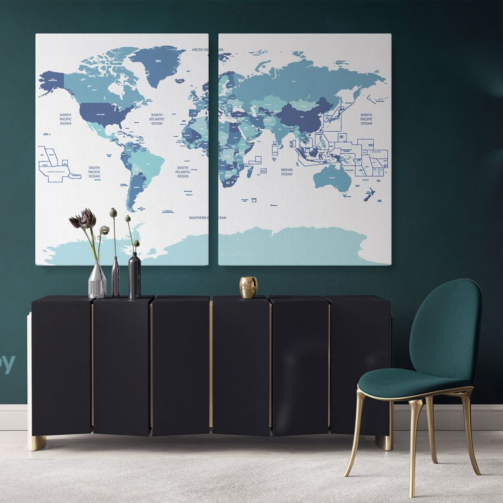 Detailed Official World Map Atlas Geography Political Canvas Wall Art - Image 2