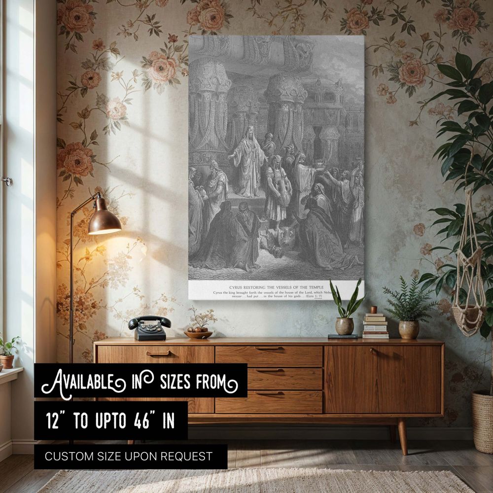 Cyrus Restores Temple Vessels - Gustave Dore Sacred Return Scene canvas wall art