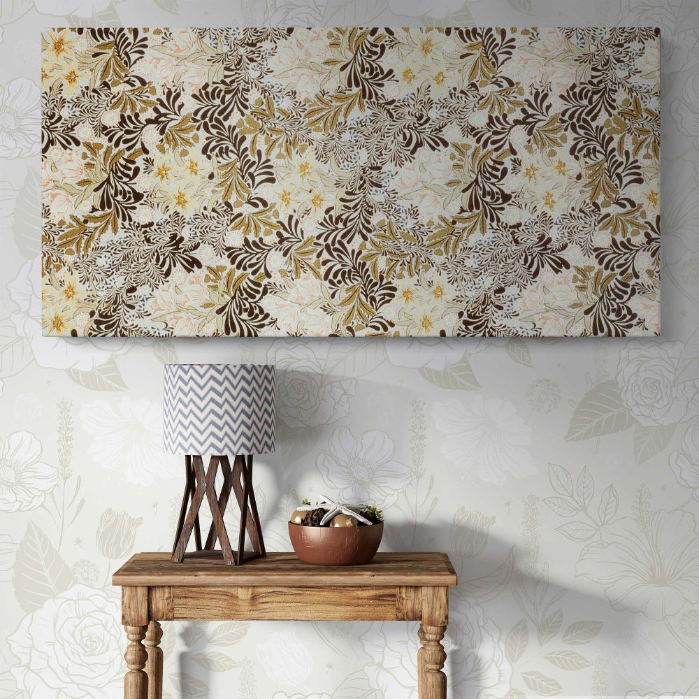 Decorative Botanical Wallpaper Pattern by William Morris — single-panel canvas above a console table