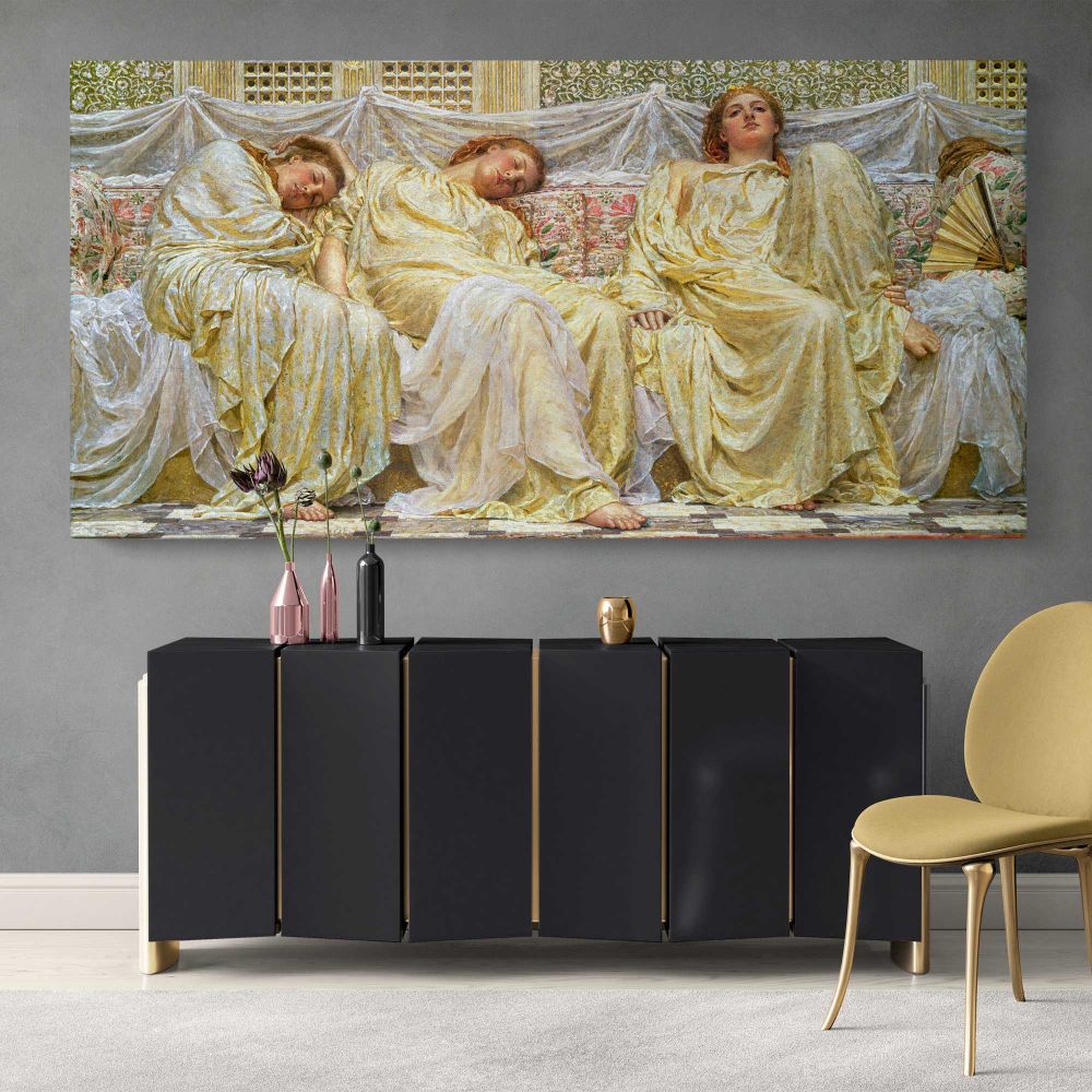 Dreamers by Albert Joseph Moore — single-panel canvas above a sideboard