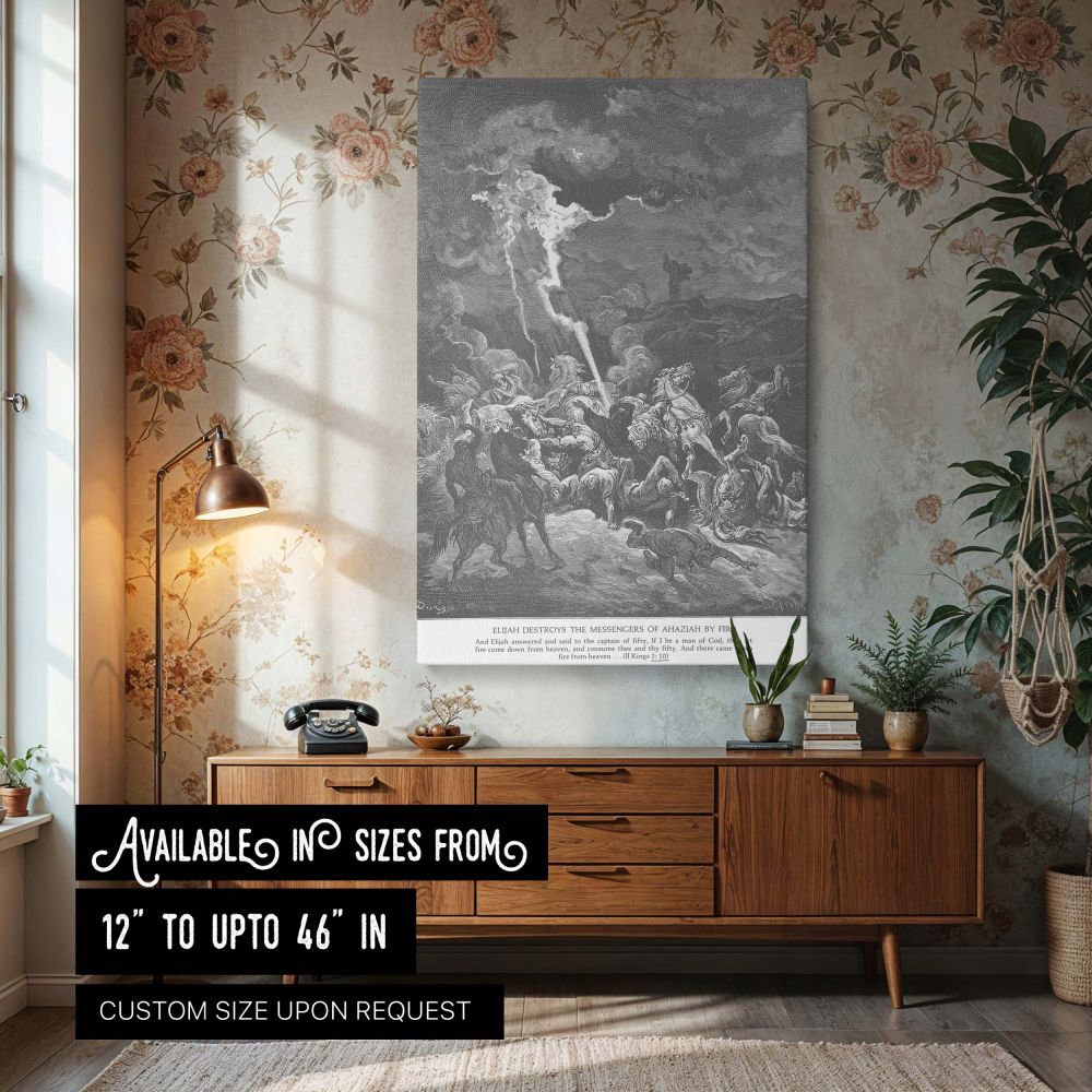 Elijah Calls Down Fire - Gustave Dore Storm and Divine Power Scene canvas wall art